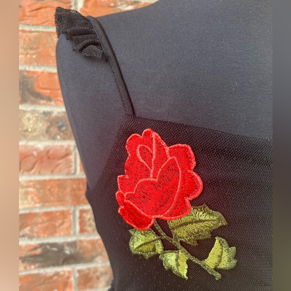 Honey and Rosie Rose Embroidered Long Dress - Picture 7 of 14